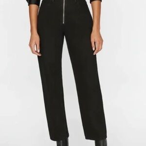 FRAME Denim Le High N Tight Straight Leg Exposed Zipper Jeans 27 Black High Rise